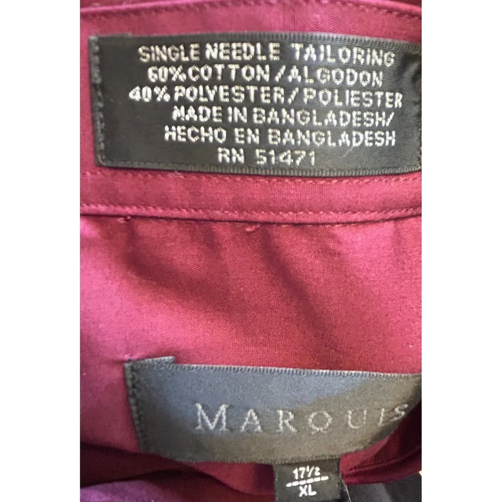 Marquis Men's Short-Sleeved Button Down Dress Shirt Maroon Size‎ XL 17 1/2 NWT